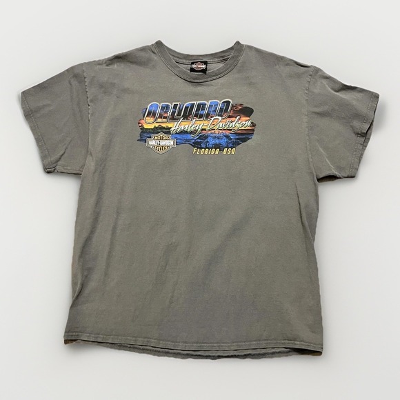 Harley-Davidson Other - Harley-Davidson Shirt Mens Large Gray Orlando Florida Alligator Double Sided Tee